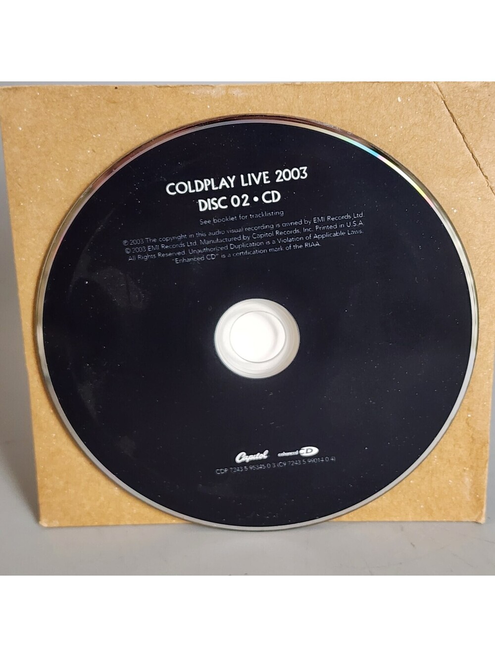 Coldplay Live 2003 Disc 2 CD Enhanced Capitol EMI Records US Edition -Disc Only-
